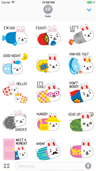 Lovely Bunny Wearing Custome English Sticker screenshot 2
