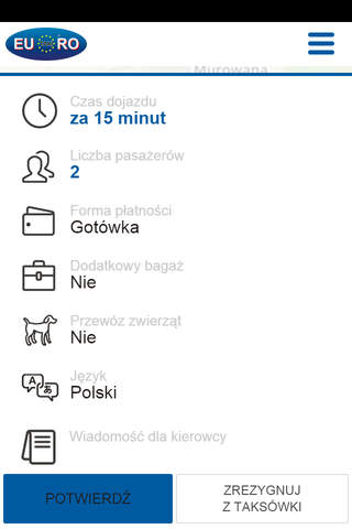Euro Taxi Poznań screenshot 3