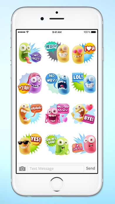 Silly 3D Monster Emojis With Words Sticker Pack screenshot 3