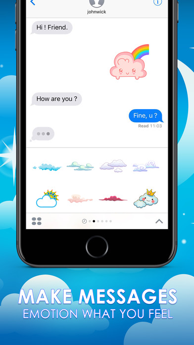 Cloud Sticker Emoji Keyboard Theme ChatStick screenshot 2