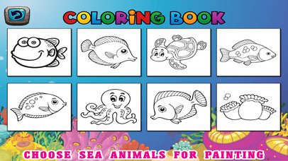 Sea Animals Kids Coloring Pages - Vocabulary Games screenshot 3
