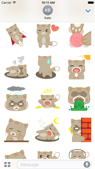 Bobo the cute brown cat for iMessage Sticker screenshot 2