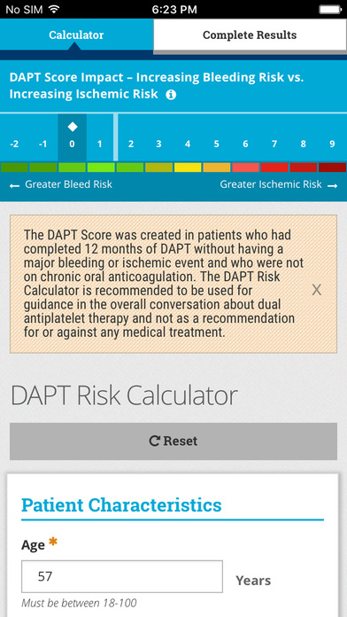 DAPT Risk Calculator screenshot 2