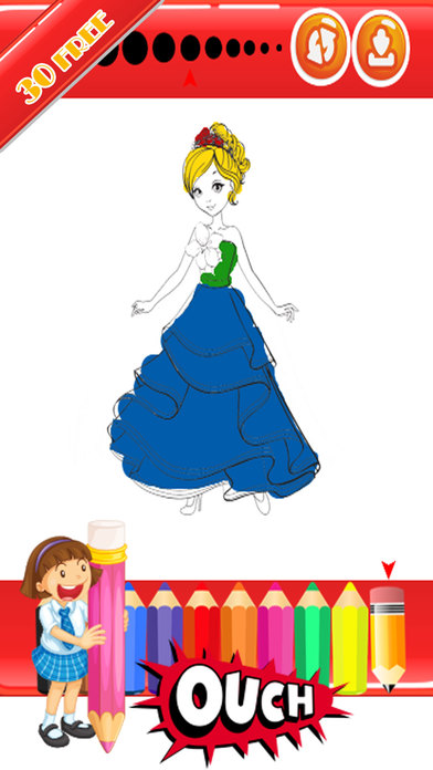Princess Crayon Art Coloring Page For Kindergarten screenshot 4