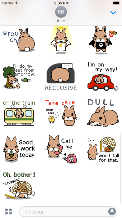 Calm Bunny Mocchi Stickers for iMessage screenshot 3