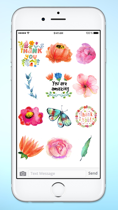 Thank You So Much Watercolor Flowers Sticker Pack screenshot 3