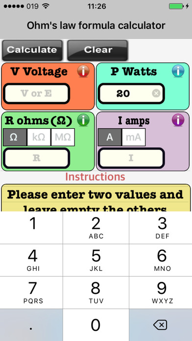 Ohm's law formula calculator screenshot 2