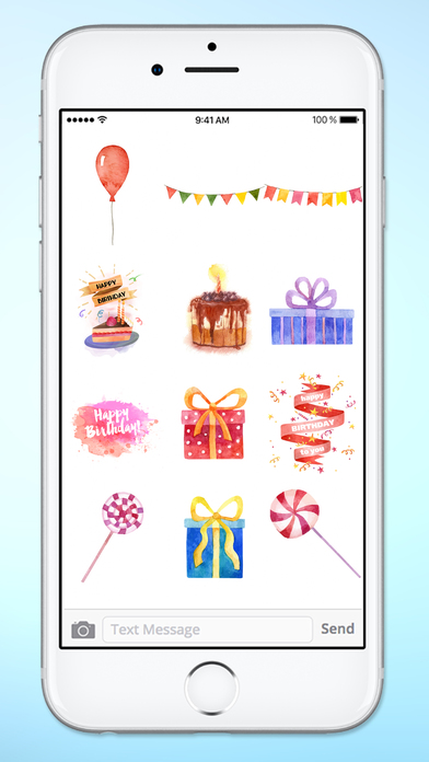 Watercolor Happy Birthday Party Sticker Pack screenshot 4