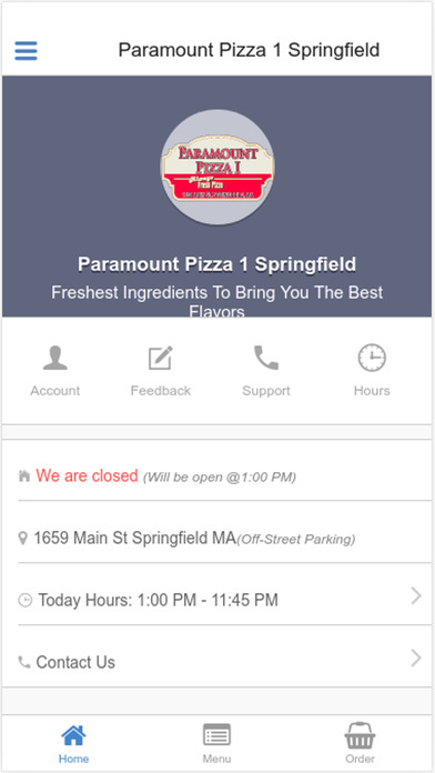 Paramount Pizza 1 Springfield screenshot 2