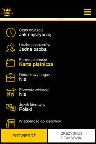 Gold Taxi 196-88 Warszawa screenshot 3