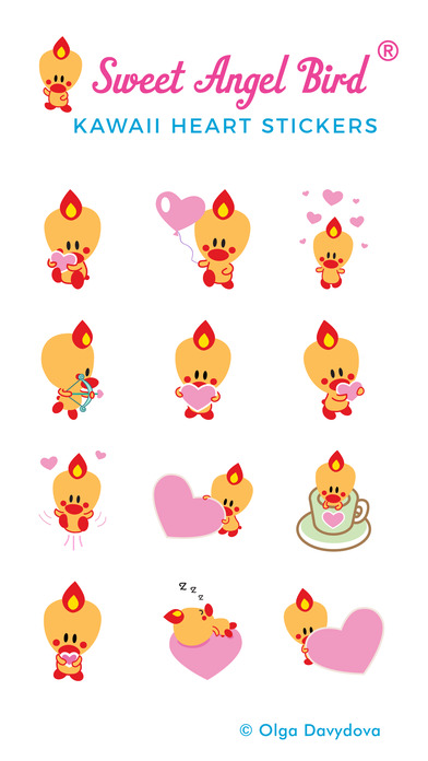 Sweet Angel Bird Kawaii Heart Stickers screenshot 3