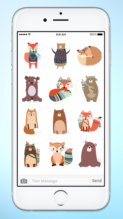Cute Bear and Fox Animal Sticker Pack screenshot 3