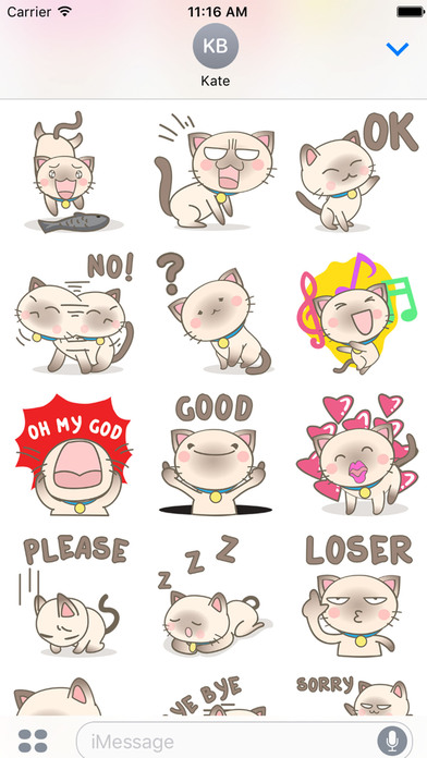 Simi the Siamese kitten 3 for iMessage Sticker screenshot 2