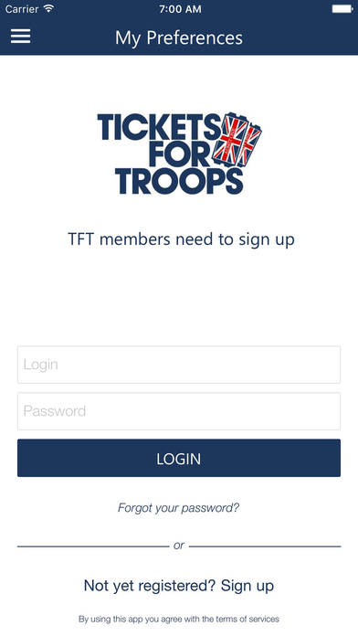 Tickets For Troops Notification App screenshot 2