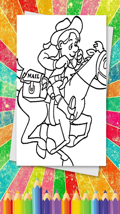 Toddler Junior For Cowboy Story Coloring Page screenshot 2