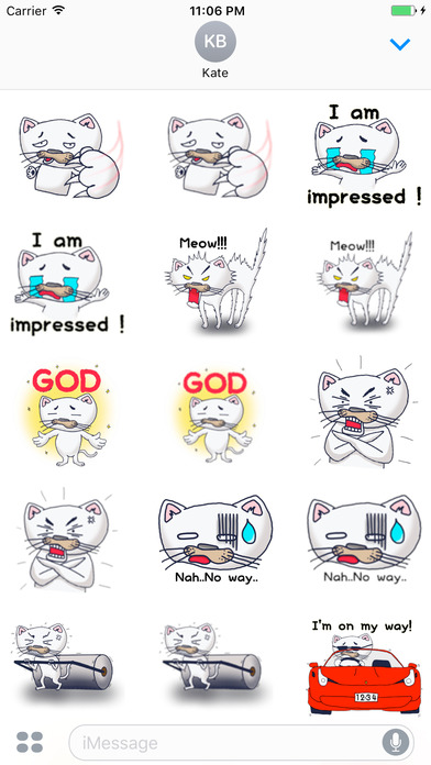 Katy The Stupid White Cat English Sticker screenshot 3