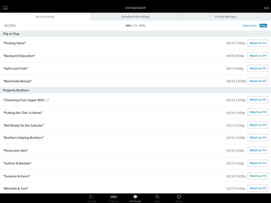 Screenshots of XFINITY TV Remote for iPad
