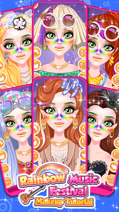 Rainbow Music Festival Makeup - Games for kids screenshot 2
