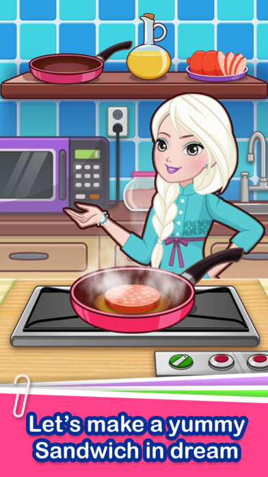 Cooking Sandwich with Princess Street Food game screenshot 2