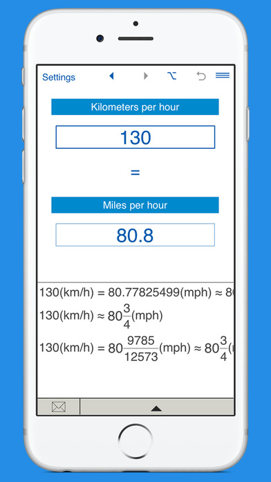 Miles per hour / Kilometers per hour converter screenshot 3