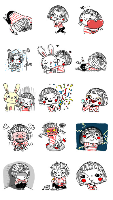 Cute Little Girl with Red Cheeks - New Stickers! screenshot 2