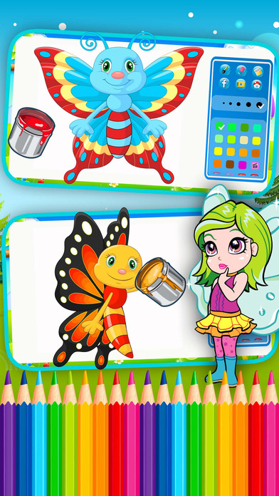 Butterfly Fairy and Bugs Coloring Books Painting screenshot 2