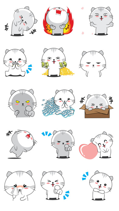 Touching Striped Cat - Cute Animal Stickers! screenshot 2