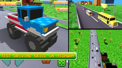 American Truck Blocky Style: Highway Traffic Rush screenshot 3