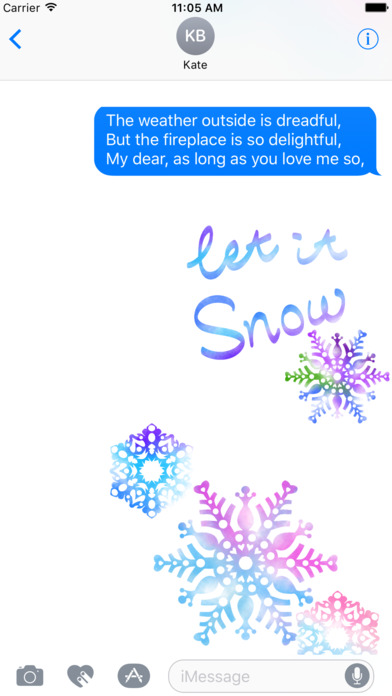 Watercolor Heart Snowflakes with Love Stickers screenshot 2