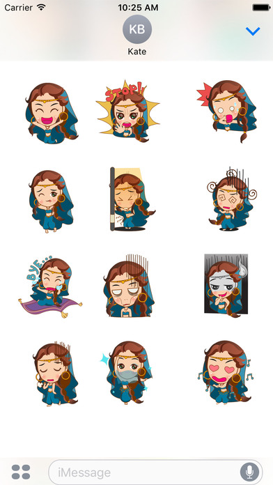Cute arabian princess for iMessage Sticker screenshot 2