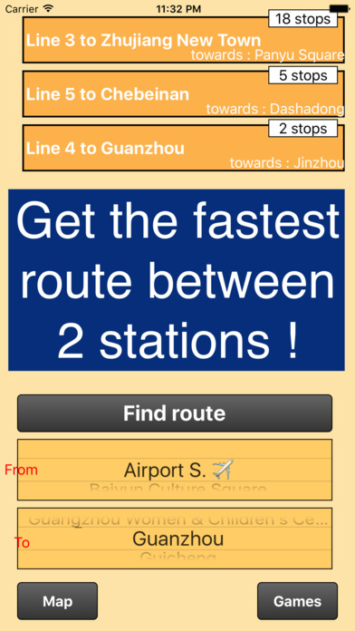 Guangzhou Metro, map and route planner screenshot 2