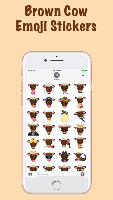 Brown Cow Emoji Stickers for iMessage screenshot 2