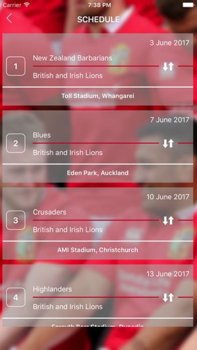 Schedule of British & Iris Tour to NZ 2017 screenshot 3