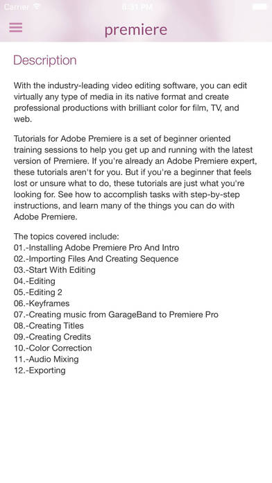 Tutorial for Adobe Premiere screenshot 3