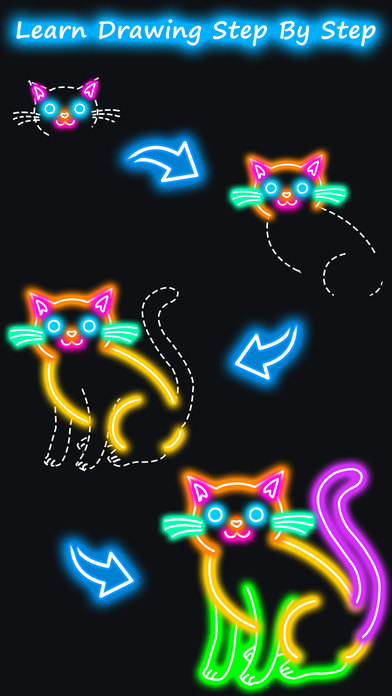 Learn How to Draw Cute Glow Animals Step by Step screenshot 4