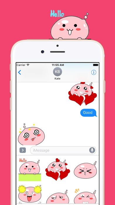 Pink Min Sticker - Cute Balloons Emoji GIF screenshot 2