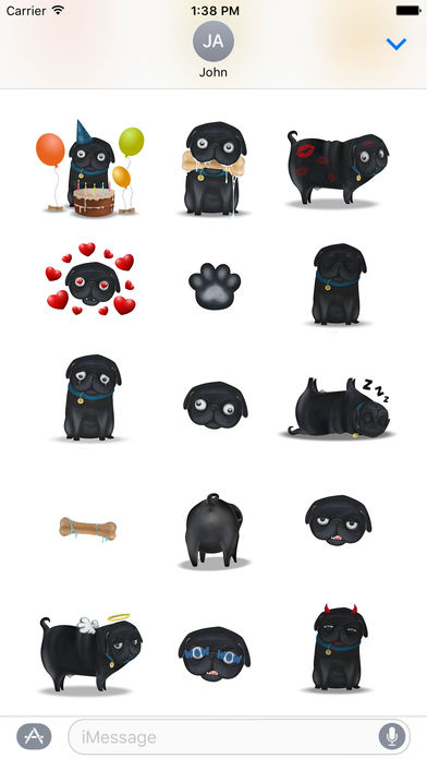 Black Pug Emoji Stickers screenshot 3