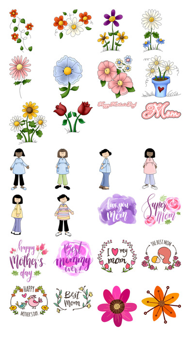 Mother’s Day Stickers #1-Illustrated and Photo Art screenshot 2