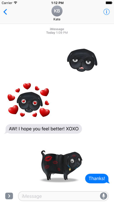 Black Pug Emoji Stickers screenshot 4