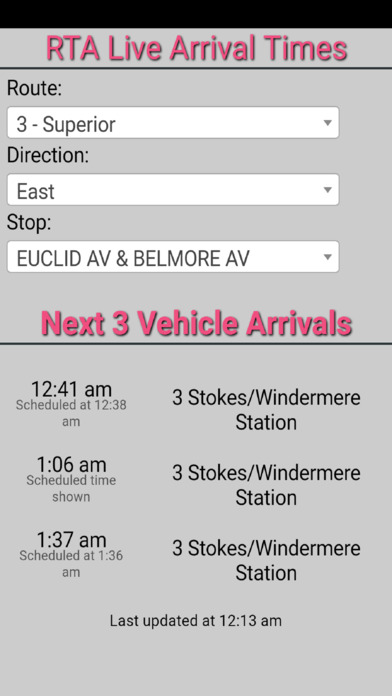 Cleveland RTA Bus Tracker screenshot 2