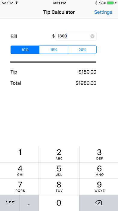 Tip Calculation screenshot 2