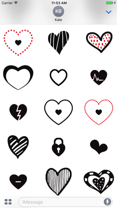 Black Hearts Stickers & emoji screenshot 3