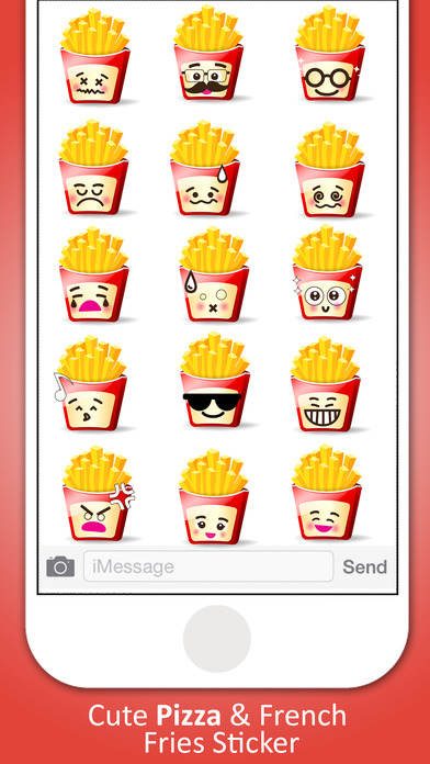 Pizza and French Fries Sticker screenshot 2