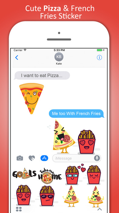 Pizza and French Fries Sticker screenshot 4