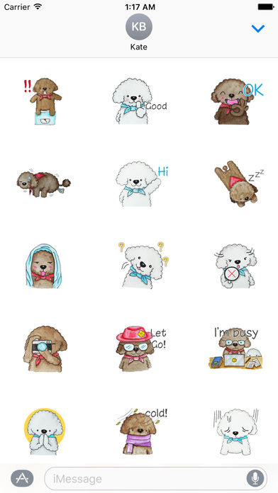 Love and Poodle Dogs Watercolor Sticker screenshot 2
