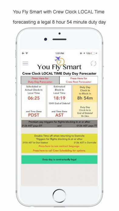 You Fly Smart with Crew Clock LOCAL Time screenshot 2
