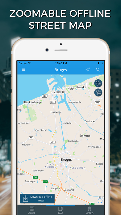 Bruges Travel Guide with Offline Street Map screenshot 4