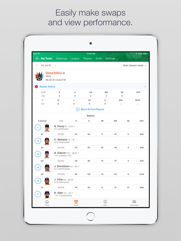 Screenshots of Yahoo Fantasy Football Basketball Hockey Baseball for iPad