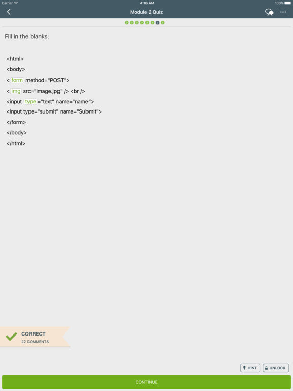Screenshots of Learn HTML for iPad