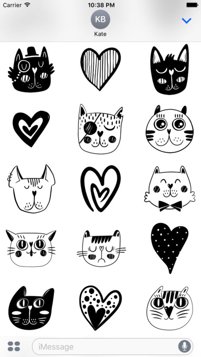 Black and White CAt LOVe Stickers screenshot 2